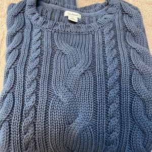 Medium Blue Double L Cable Crewneck Sweater (LL Bean - Women's Med)